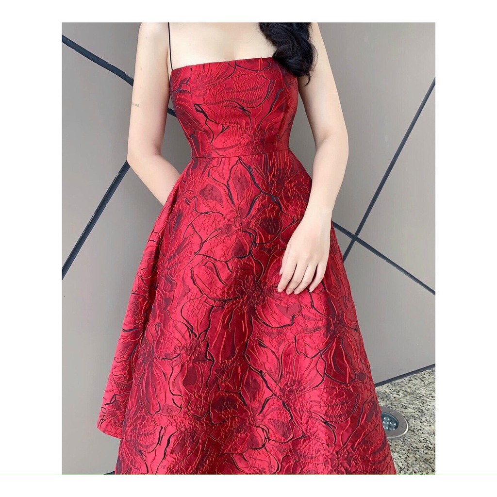 Đầm dự tiệc gấm hai dây sang chảnh Vavi Dress