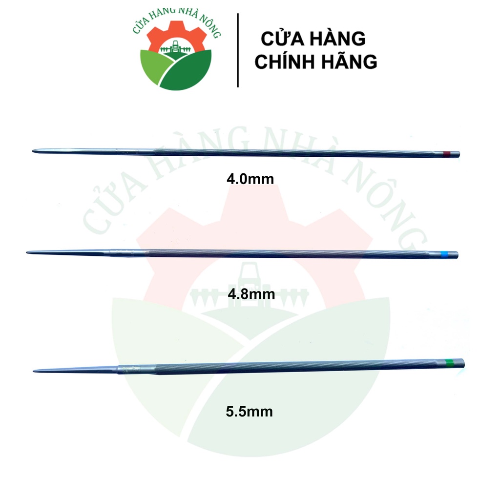 Bộ 3 dũa cưa máy Oregon 4 / 4,8 / 5,5mm hàng chính hãng