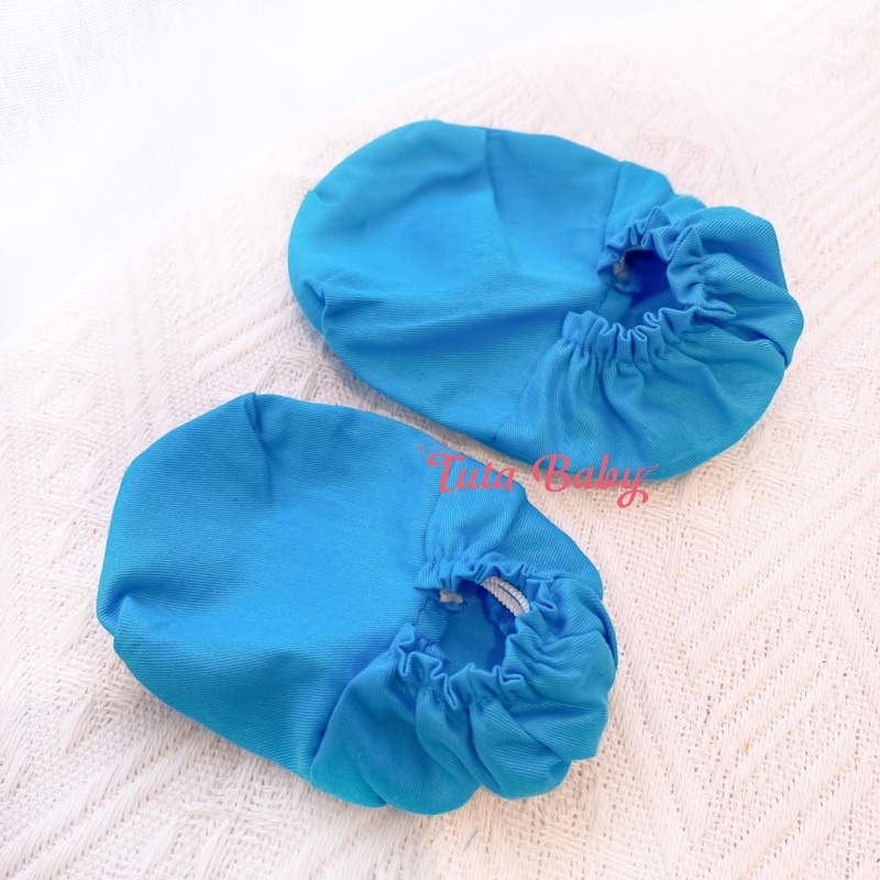 Body Bé Gái Xanh Blu Dễ Thương, Bodysuit Cho Bé Kèm TurBan + Bao Chân