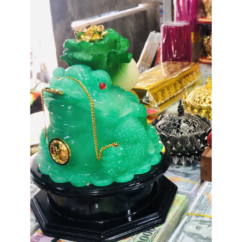 Cóc Của Cãi Ngọc Phong Thủy Đế Kiếng Xoay [Trầm Hương Búp Sen]