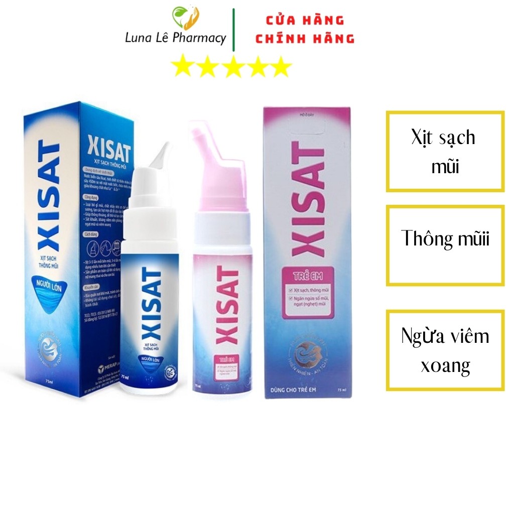 Nước Biển Sâu Xịt Mũi Xisat, Làm Sạch Mũi Thông Mũi, Hỗ trợ viêm Xoang, chai 75ml