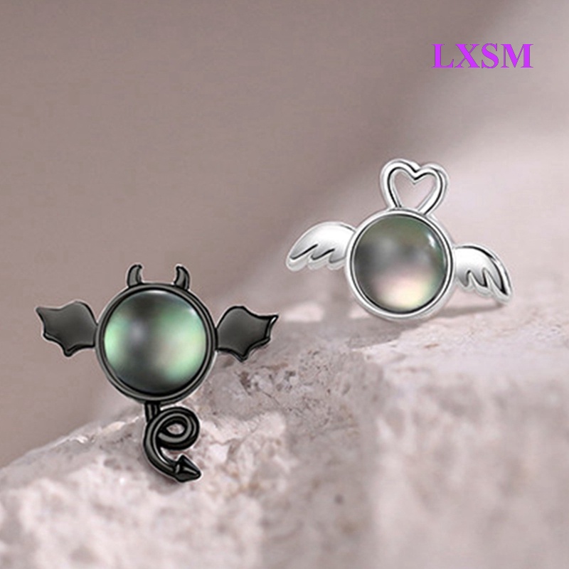 Lxsm Khuyên Tai Bạc Sterling Màu Gradient Hình Thiên Thần Và Quỷ Thời Trang