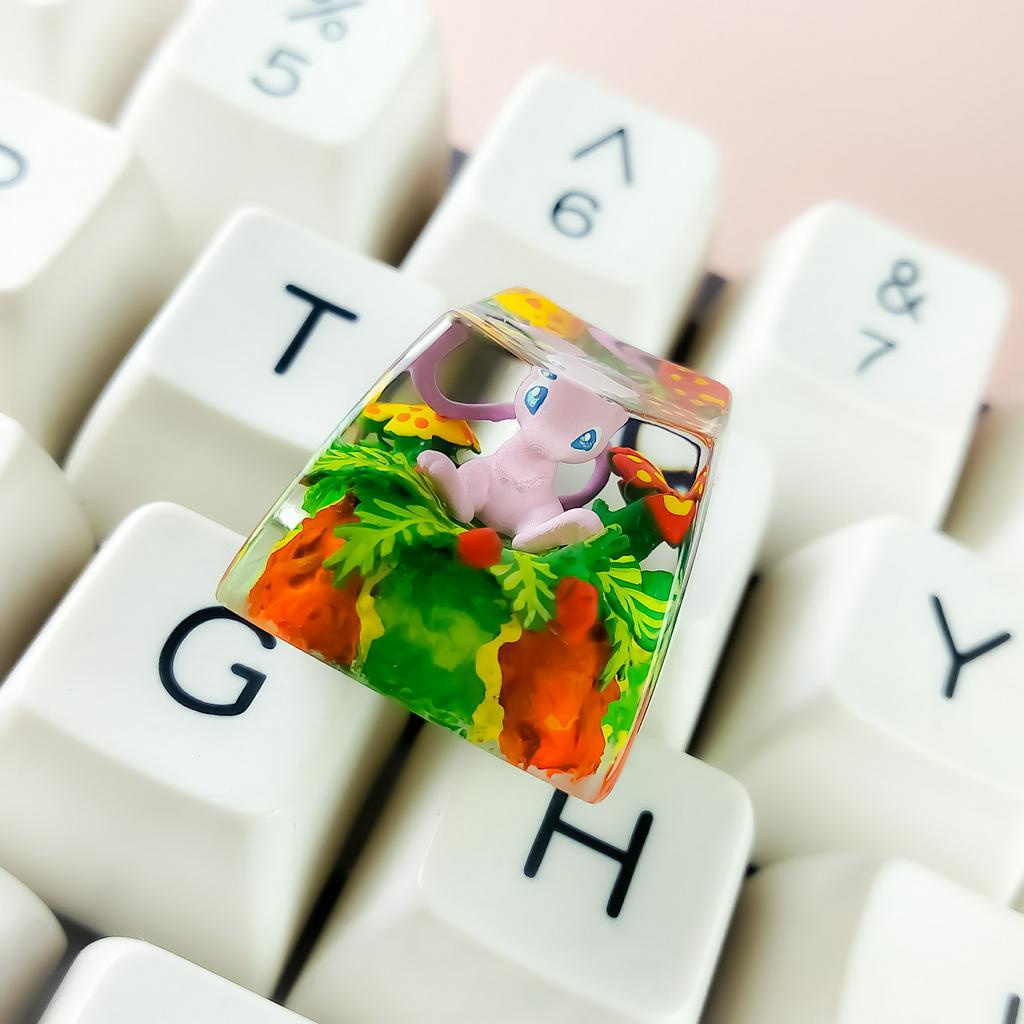 Nút bàn phím Pokemon, nút bàn phím Mew , Bàn phím nhân vật hoạt hình - Mew keycap, POKÉMON Artisan Keycap