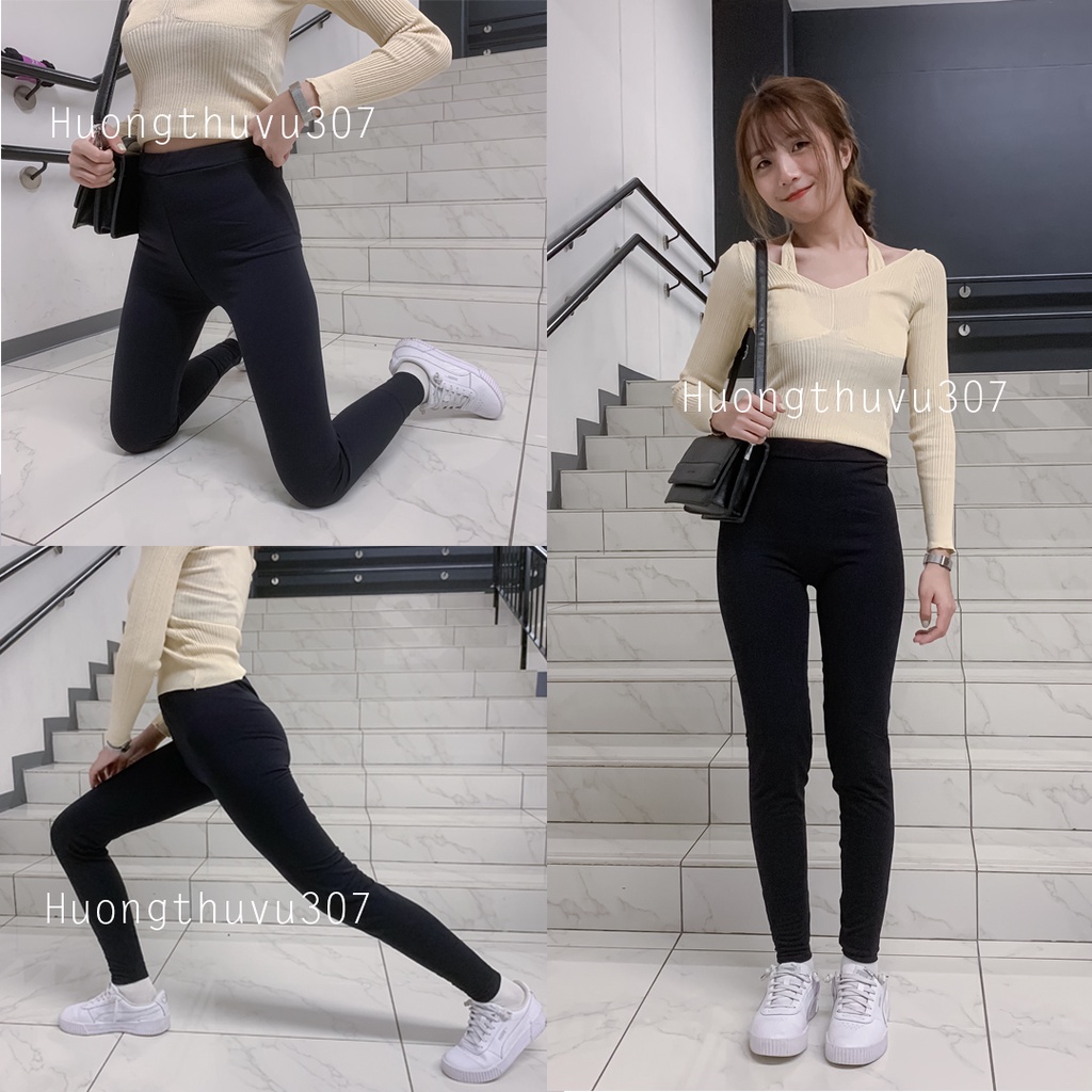 Quần Legging Lót Lông Giữ Nhiệt Xuất Hàn Cao Cấp Kèm Ảnh Clip Thật