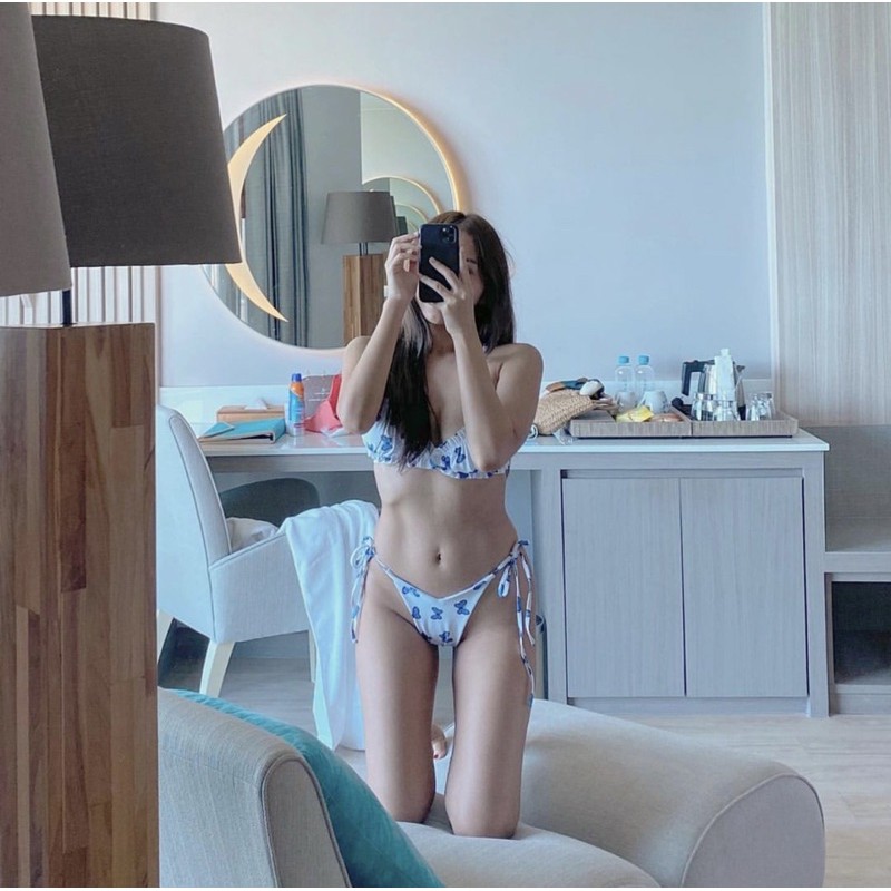 Bikini 2 mảnh sexy hoạ tiết bướm xanh/bò sữa (ảnh thật)