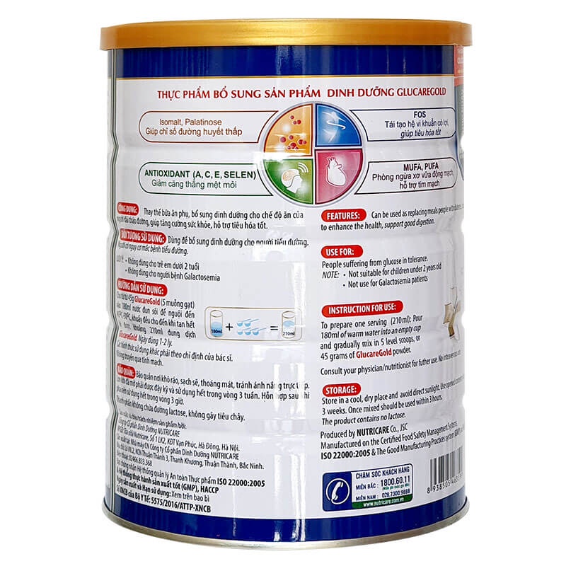 Sữa Glucare Gold 900g dinh dưỡng dành cho người bị tiểu đường