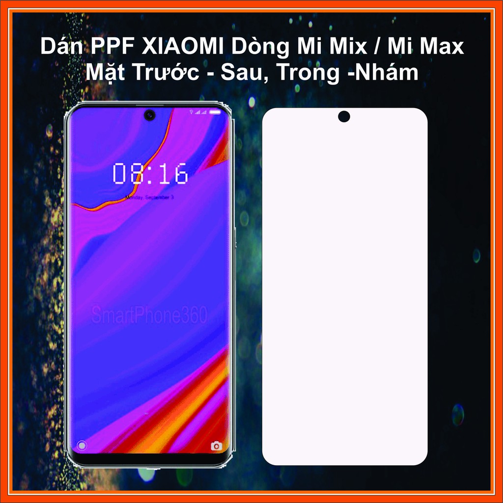 Dán PPF Xiaomi dòng Mi mix / Mi max mặt trước - mặt sau , Nhám - Trong Suốt