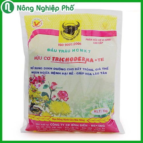 TÚI 1 KG - PHÂN ĐẦU TRÂU HCMK7 HỮU CƠ TRICHODERMA + TE