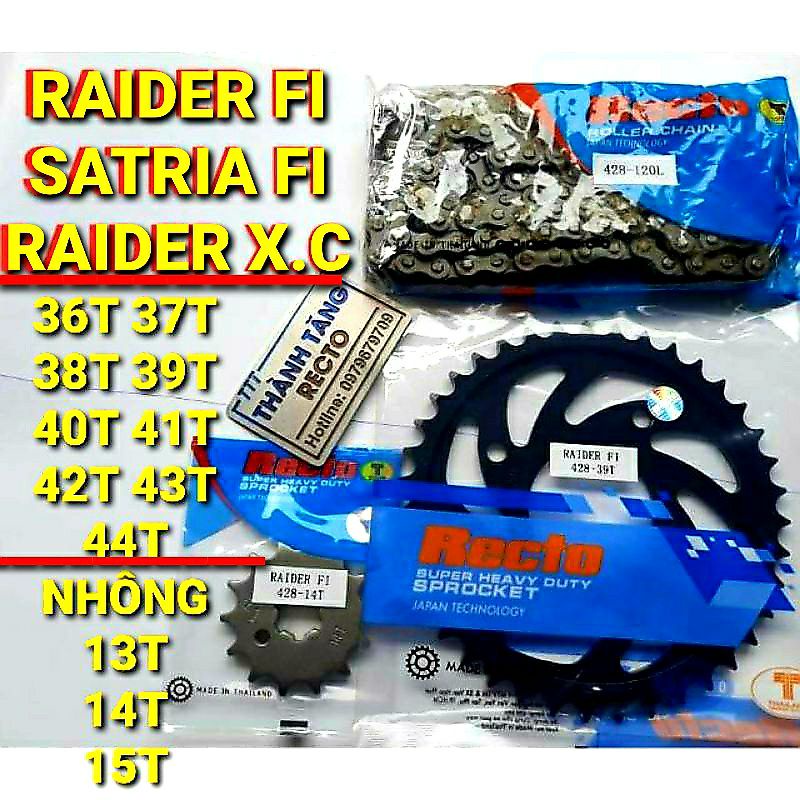 NHÔNG SÊN DĨA RAIDER FI/SATRIA FI/RAIDER XĂNG CƠ DĨA 36,37,38,39,40,41,42,43,44 CHÍNH HÃNG RECTO