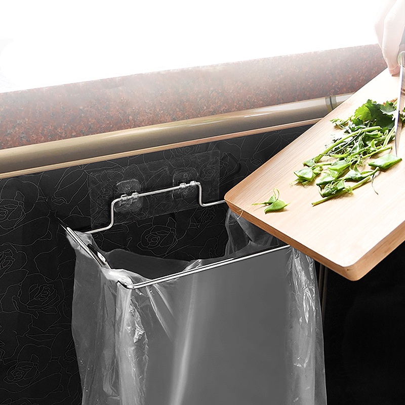 Móc treo túi đựng rác inox cao cấp Elliver móc dán tường giá móc treo bịch đựng rác _TTR