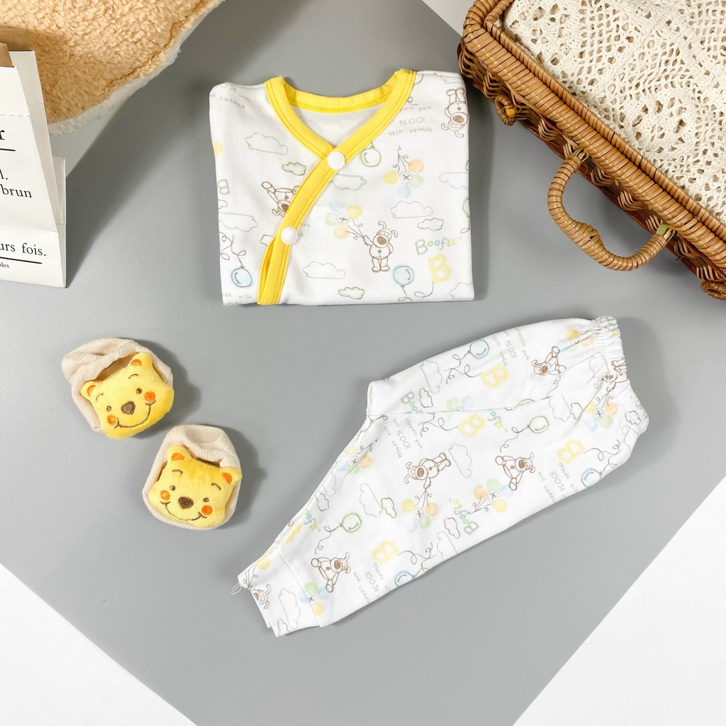 Bộ quần áo trẻ em minky mom, đồ sơ sinh dài tay chất cotton hàn cho bé trai bé gái -1040