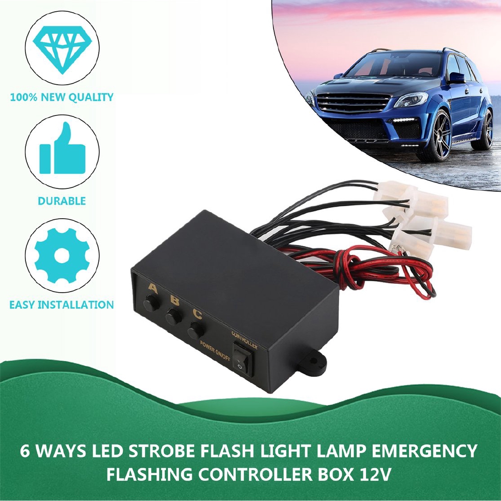 Đèn❤6 Ways LED Strobe Flash Light Lamp Emergency Flashing Controller Box 12V