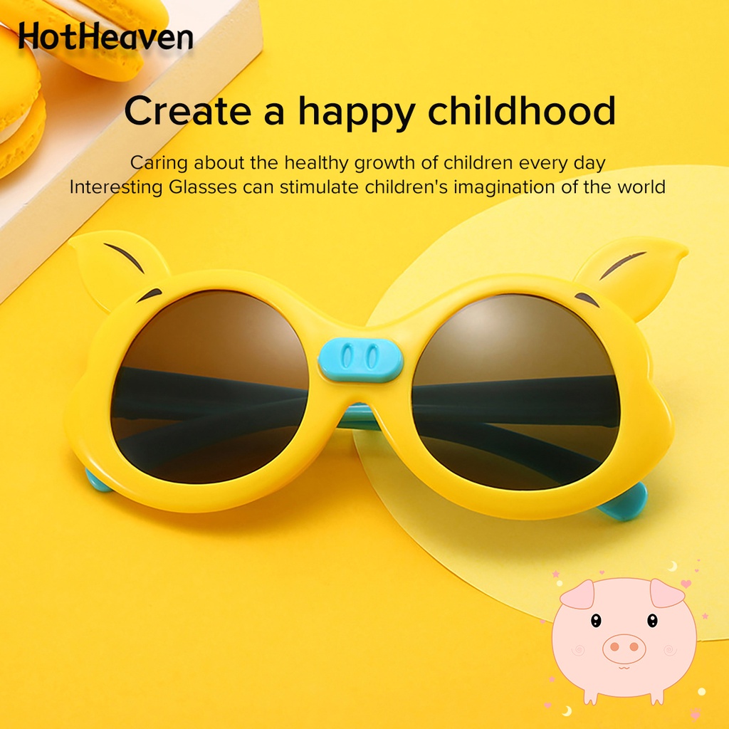 Kính Chống Nắng UV Bảo Vệ Mắt Hình Tai Heo Dễ Thương 6 Kiểu Dáng Unisex Cho Trẻ Em
