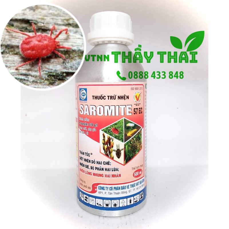 Saromite 57EC 500ml [ĐẶC TRỊ NHỆN KHÁNG THUỐC] Thuốc đặc trị nhện đỏ, nhện gié, nhện lông nhung, bọ phấn