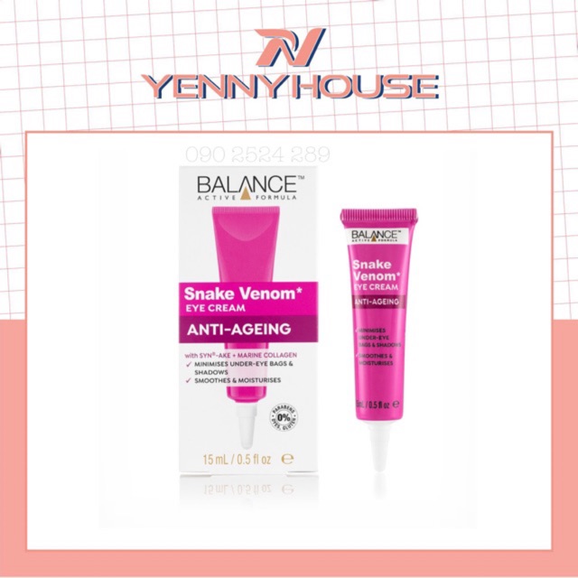 KEM GIẢM THÂM MẮT BALANCE ACTIVE FORMULA SNAKE VENOM EYE CREAM 15ML (HỒNG)