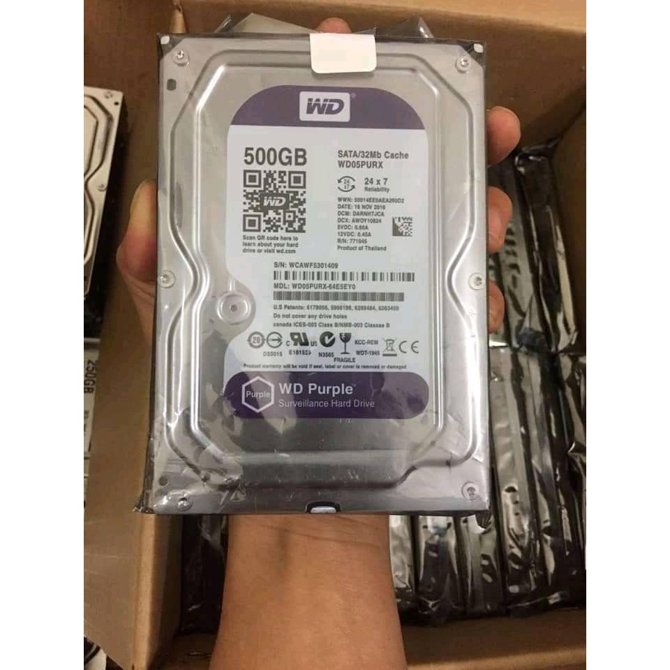 [Mã 159ELSALE hoàn 7% đơn 300K] [HÀNG CHÍNH HÃNG]-Ổ cứng HDD WD Tím 500GB - Bảo Hành 24 Tháng [PKRN99]