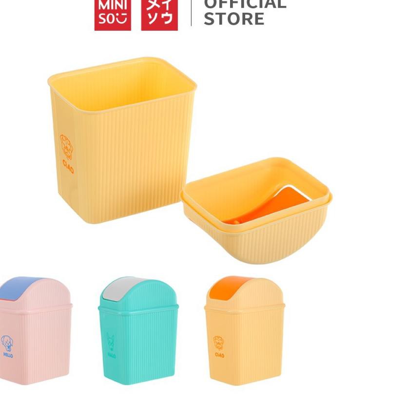 Thùng Rác Miniso Để Bàn Có Nắp Lắc Tiện Dụng