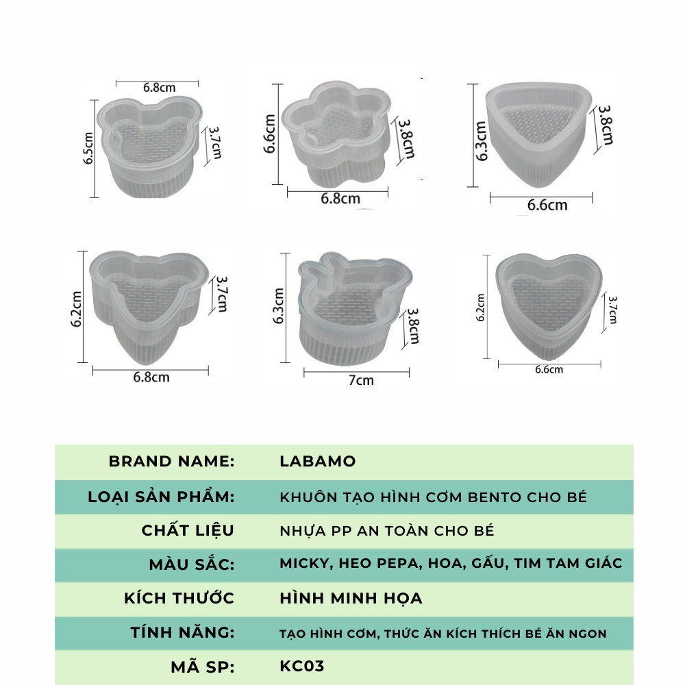 Khuôn cơm tạo hình cho bé ăn dặm hình thú ngộ nghĩnh kiểu Nhật LABAMO