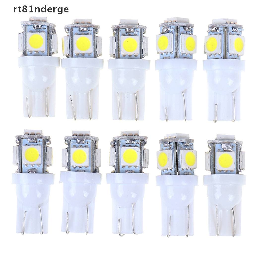 【ge】 10Pcs White T10 Wedge 5-SMD 5050 5W5 LED License Plate Bulbs Indicator Light .