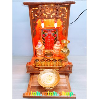 Bộ đồ thờ cúng kim sa: bàn thờ 3535cm gỗ xoan dày,.... + khuyến mãi