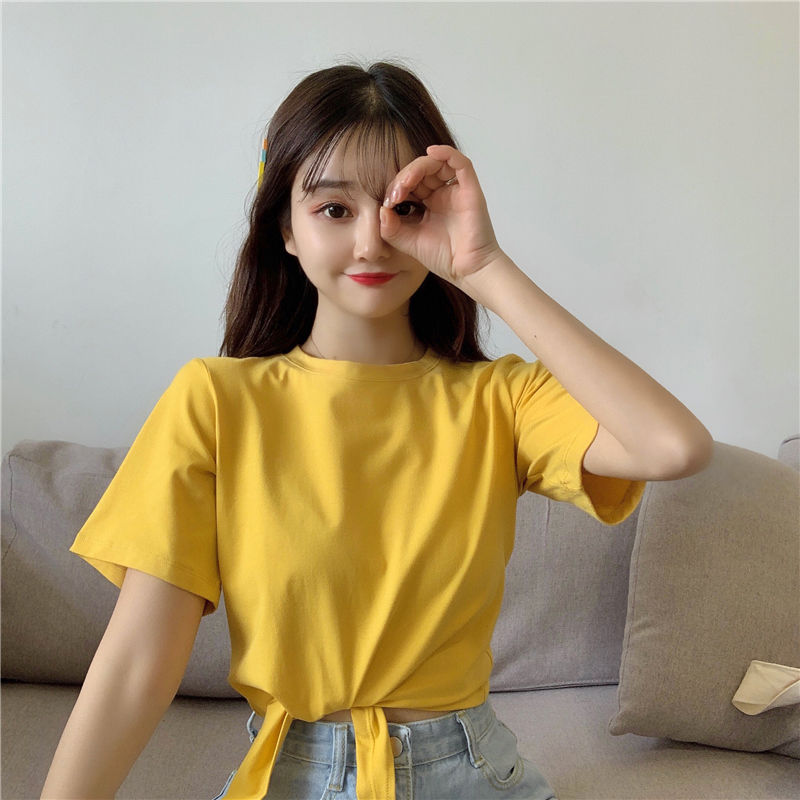 Áo Croptop Ngắn Tay Trơn Màu Xinh Xắn Dành Cho Nữ 2021 | BigBuy360 - bigbuy360.vn
