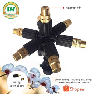 Combo 5 Béc Phun Sương 7 Hướng Đầu Đồng