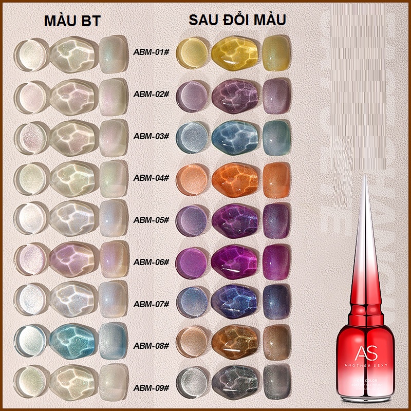 Sơn gel AS vỏ đỏ mắt mèo kim cương đổi màu mã ABM ( Cam kết chính hãng )