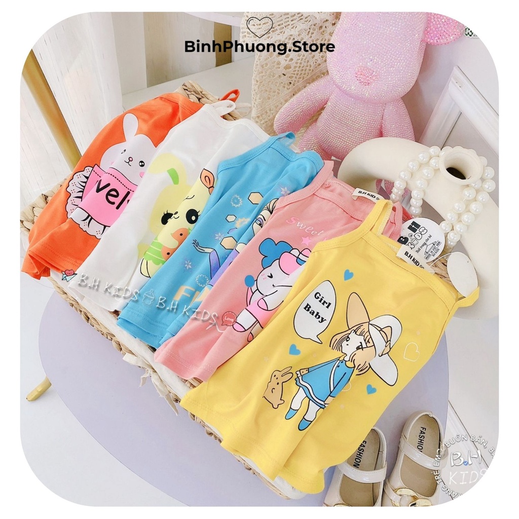 Áo 2 dây thun lạnh cho bé gái Minky mom Kwoo Binhphuong.Store M56 Đồ cotton hai dây bé gái từ 1 2 3 4 tuổi