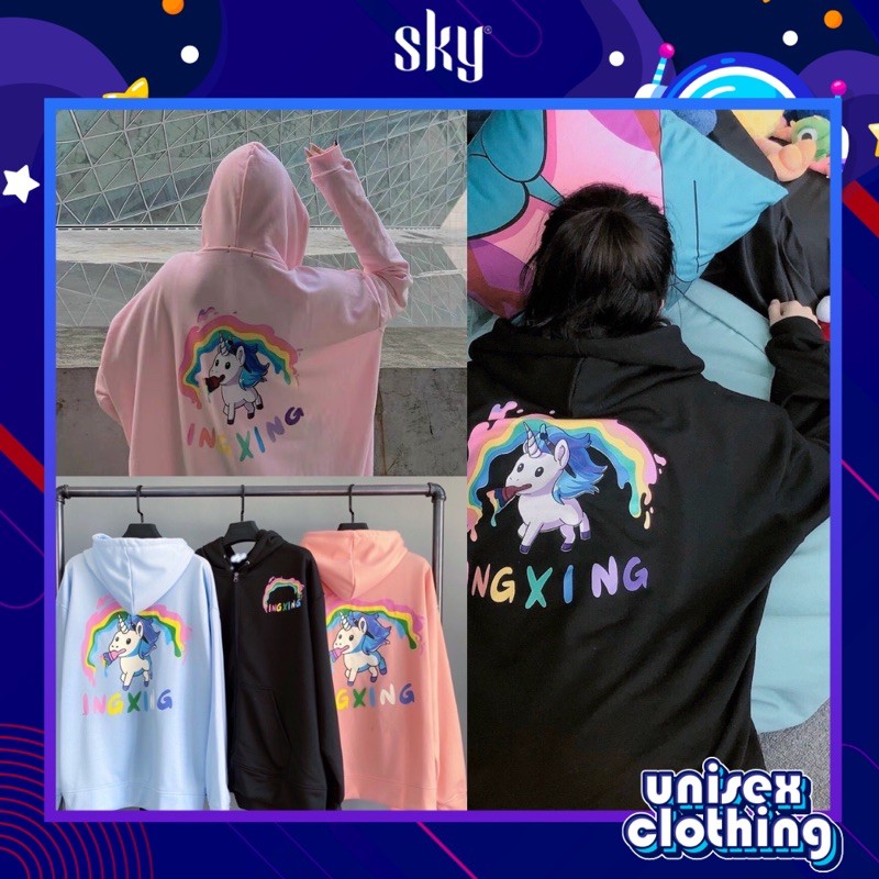 HOODIE ZIP INGXING - ÁO KHOÁC NGỰA 1 SỪNG UNISEX