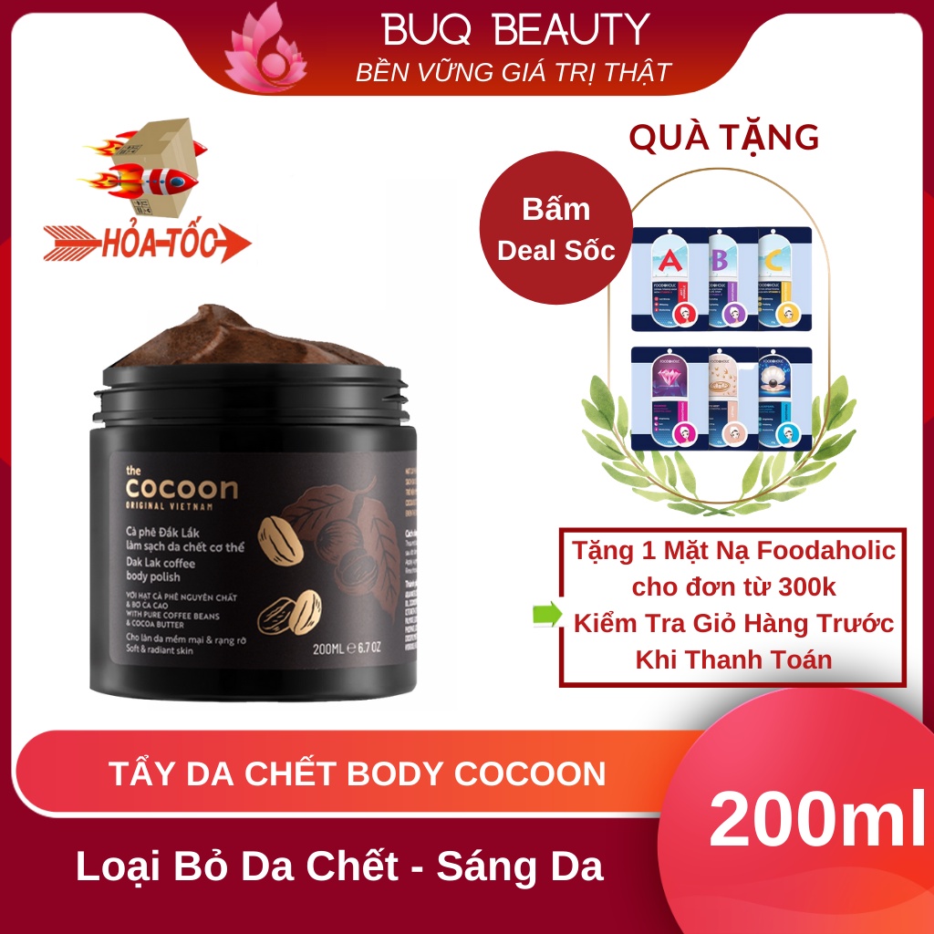 TẨY DA CHẾT BODY CÀ PHÊ ĐAK LAK COCOON  - TẨY TẾ BÀO CHẾT CƠ THỂ HÀNG CHÍNH HÃNG