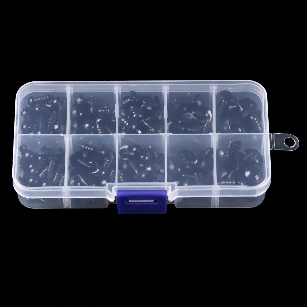 Set 100 / 150 Con Mắt Nhựa 6-12mm Trang Trí Búp Bê Màu Đen