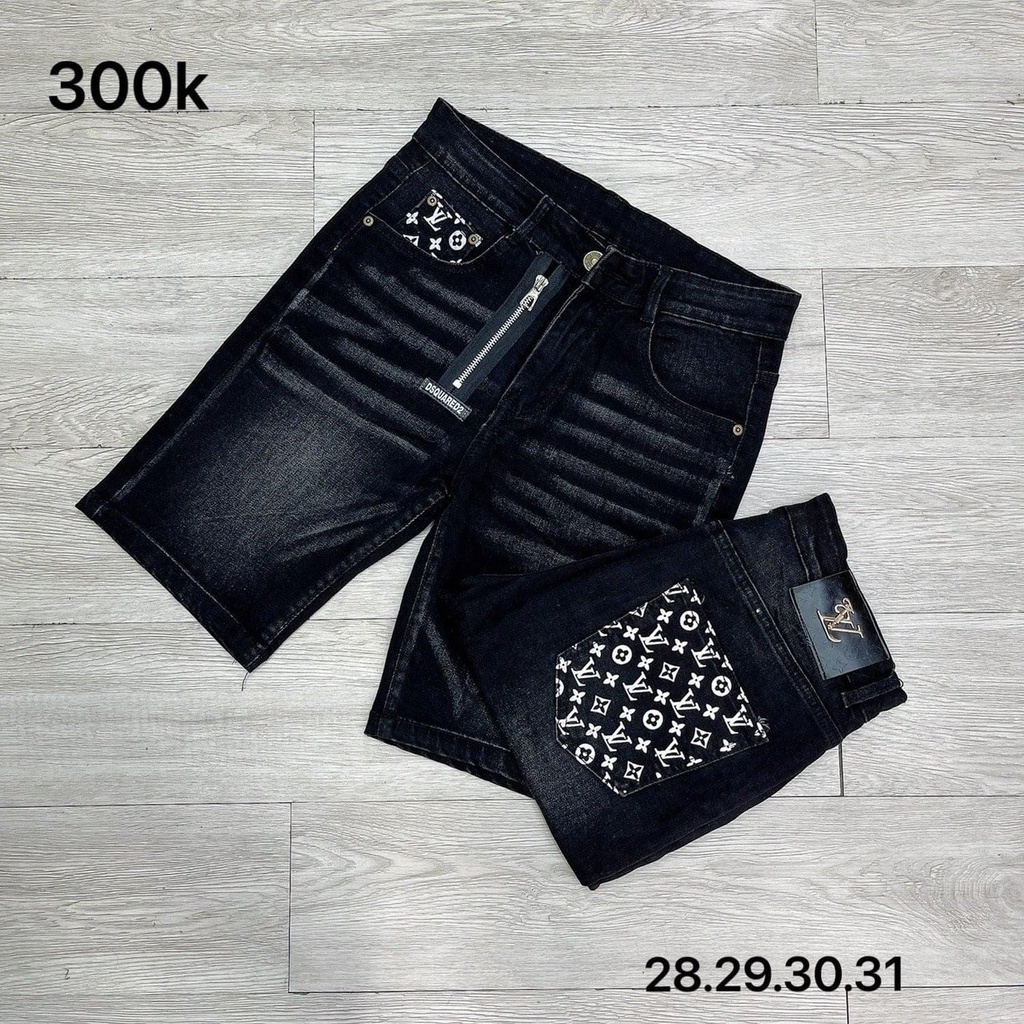 Quần short jean nam cao cấp quần short chất bò short ngắn thêu vải dày đẹp chuẩn như hình phong cách hàn quốc
