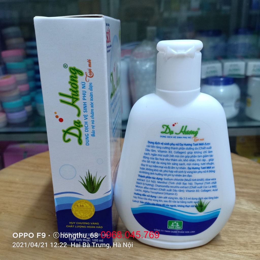 Dung dịch vệ sinh phụ nữ Dạ Hương xanh chai 100ml