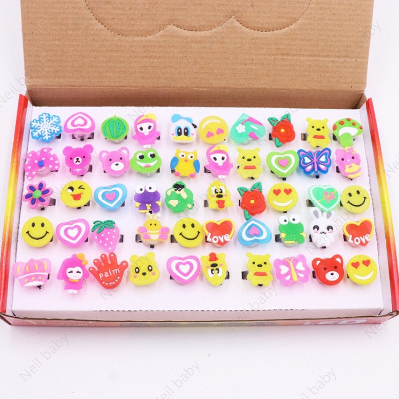 Nhẫn Nhựa Hình Động Vật/Trái Cây Hoạt Hình Dễ Thương Cho Bé