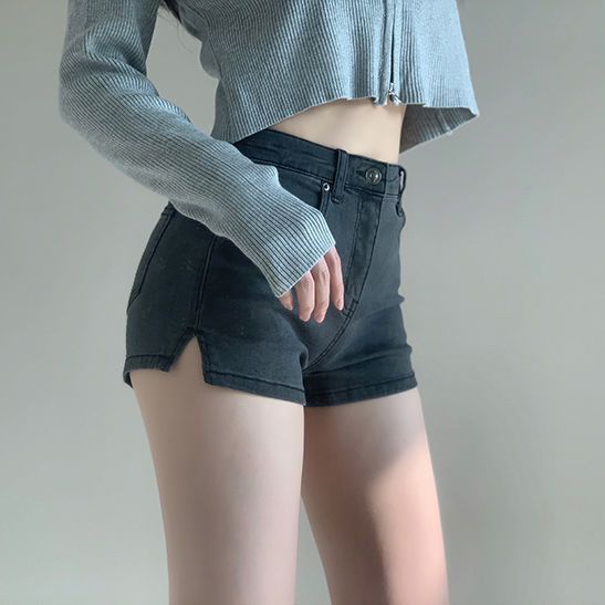Quần Short Denim Lưng Cao Dáng Chữ A Xẻ Tà Quyến Rũ Hàng Mới Dành Cho Bạn Nữ