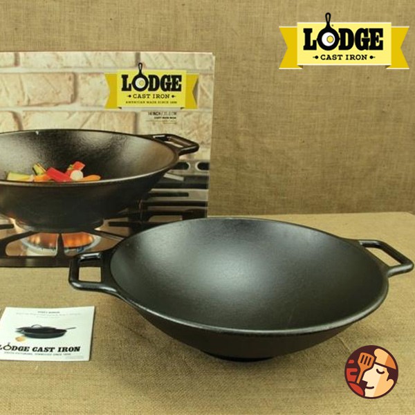 Chảo gang Lodge kiểu Wok lòng sâu 35.5cm chống dính tự nhiên, dùng được cho mọi loại bếp và lò nướng