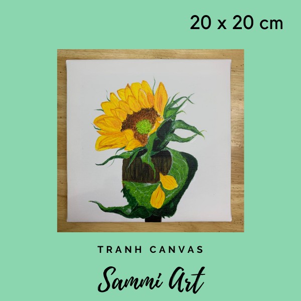 Tranh canvas các loại hoa vẽ tay - cỡ 20x20cm