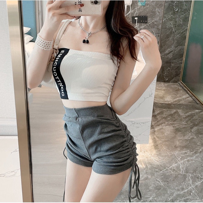 Quần Short Thể Thao Lưng Cao Màu Đen Cột Dây Phong Cách Thể Thao Thời Trang Cho quần đùi Nữ NZ-DK-06