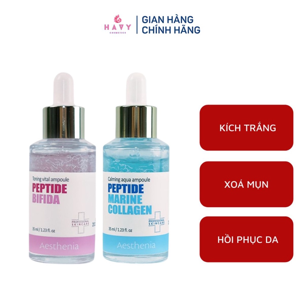 combo 2 Chai Tinh Chất Tươi Dưỡng Da Aesthenia Peptide Ampoule (35ml x 2)