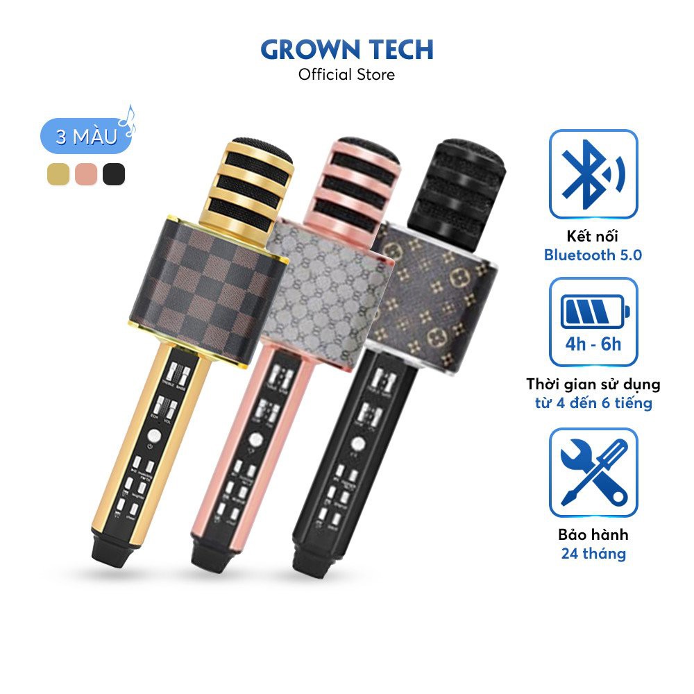 [Mã ELHACE giảm 4% đơn 300K] Micro karaoke bluetooth GROWNTECH - SD-18 mic hát kèm loa âm thanh chuẩn, bass tốt