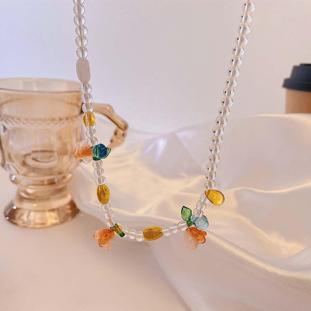 AROMA Vòng cổ Mặt Hoa Đính Đá Xinh Xắn Cho Nữ