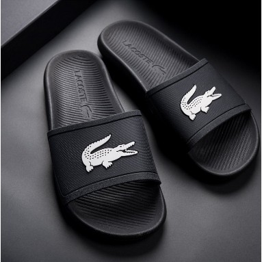 Dép đúc nam  ❤️FREESHIP❤️ Lacoste Croco Slides Cá Sấu màu Đen  - Rẻ vô địch - Đổi size 7 ngày