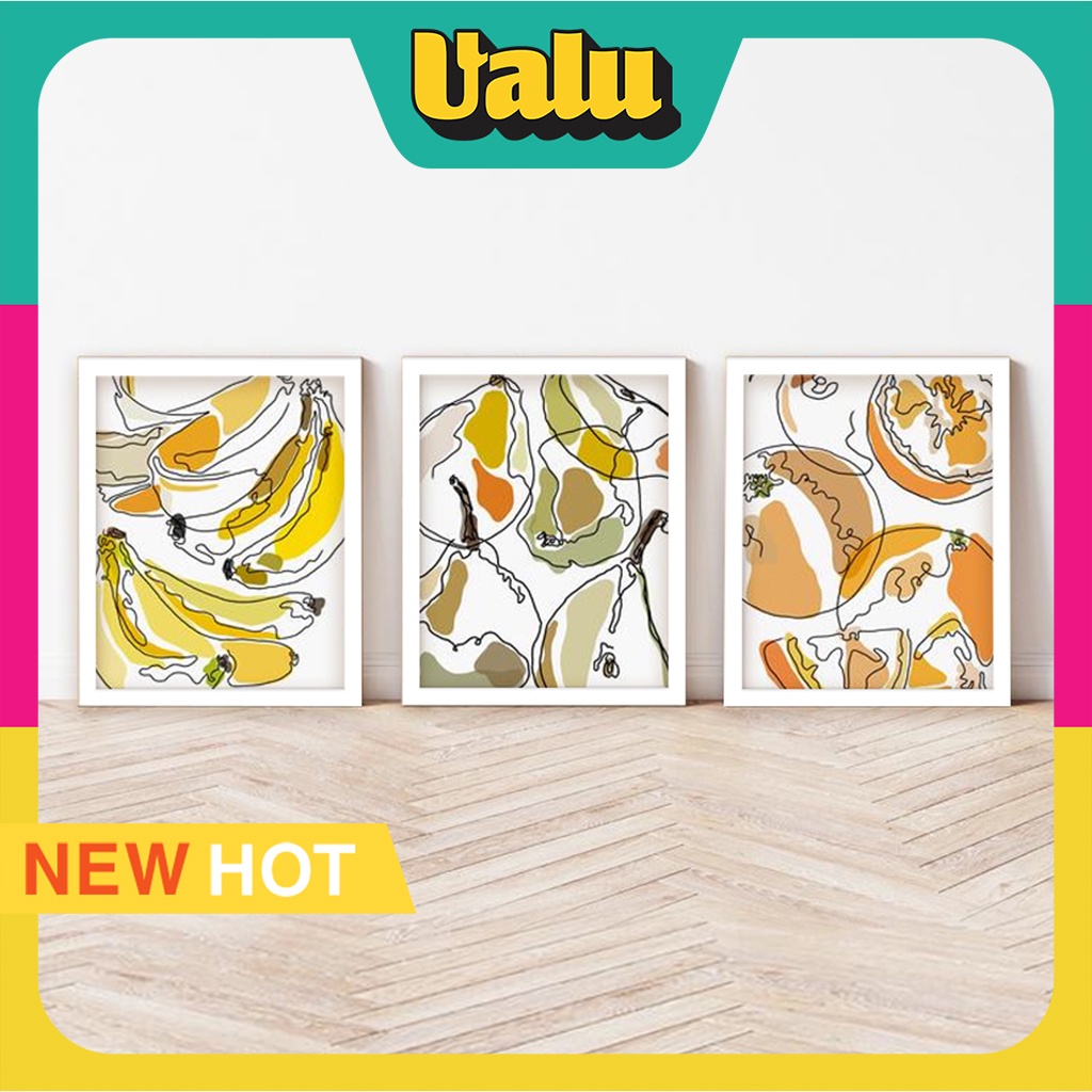 Bộ 3 Tranh Treo Tường Tối Giản Chủ Đề Trái Cây Phù Hợp Mọi Phong Cách Trang Trí Phòng - Tranh Mặt Kính - Khung Cao Cấp