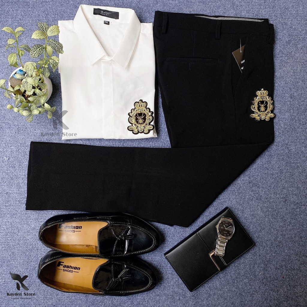 Bộ Quần Tây + Sơ Mi Đính Đá Ong Vàng | BigBuy360 - bigbuy360.vn