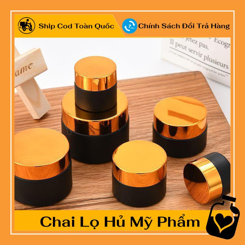 Hủ Đựng Kem ❤ TOP GIÁ RẺ ❤ Hũ Chiết Kem Thủy Tinh Nâu 5g/10g Nắp Vàng/Đen - Hũ lọ chiết mỹ phẩm , phụ kiện du lịch