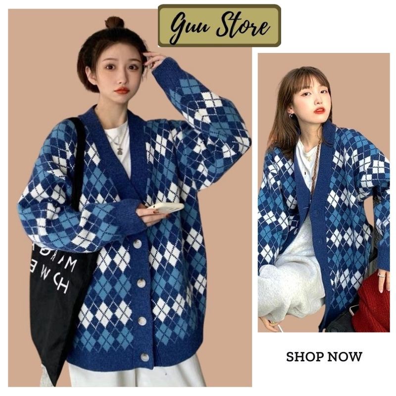 Áo Cardigan- Áo Khoác Len Nữ Kẻ Caro Dày Dặn Phong Cách Hàn Quốc Ulzzang Dễ Thương ACL01