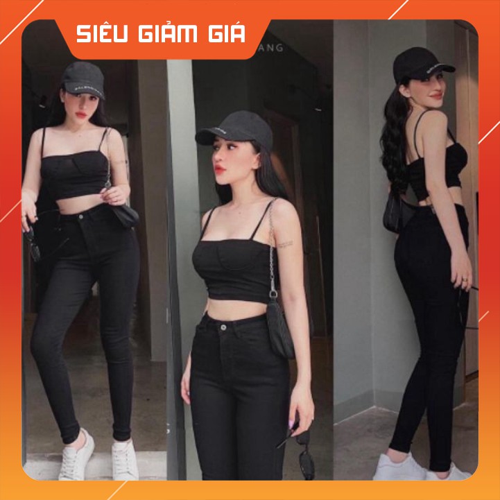 freeship Quần jean nữ đen trơn co giãn bán sỉ | BigBuy360 - bigbuy360.vn