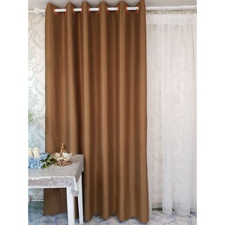 Rèm cửa chống nắng trơn dày cao cấp, 190cmx270cm, khoen ore, tông màu nâu đất - Ngọc Đức R118