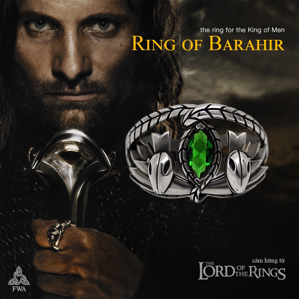 Nhẫn bạc nam FWA Ring of Barahir - Chúa tể chiếc Nhẫn