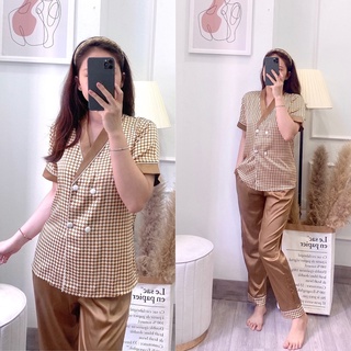 Set vest kẻ nâu